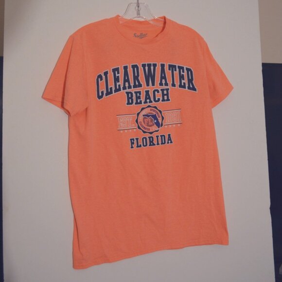 Stellar 50%Cotton 50%Polyester Orange "Clear Water Beach" "Florida" T-Shirt M - Picture 1 of 5